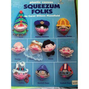 American School of Needlework Plastic Canvas Squeezem Folks Craft Book Fun Guide